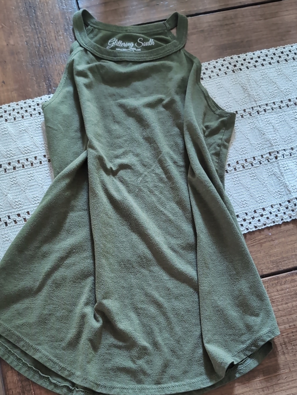 Olive Green High Neck Tank Top